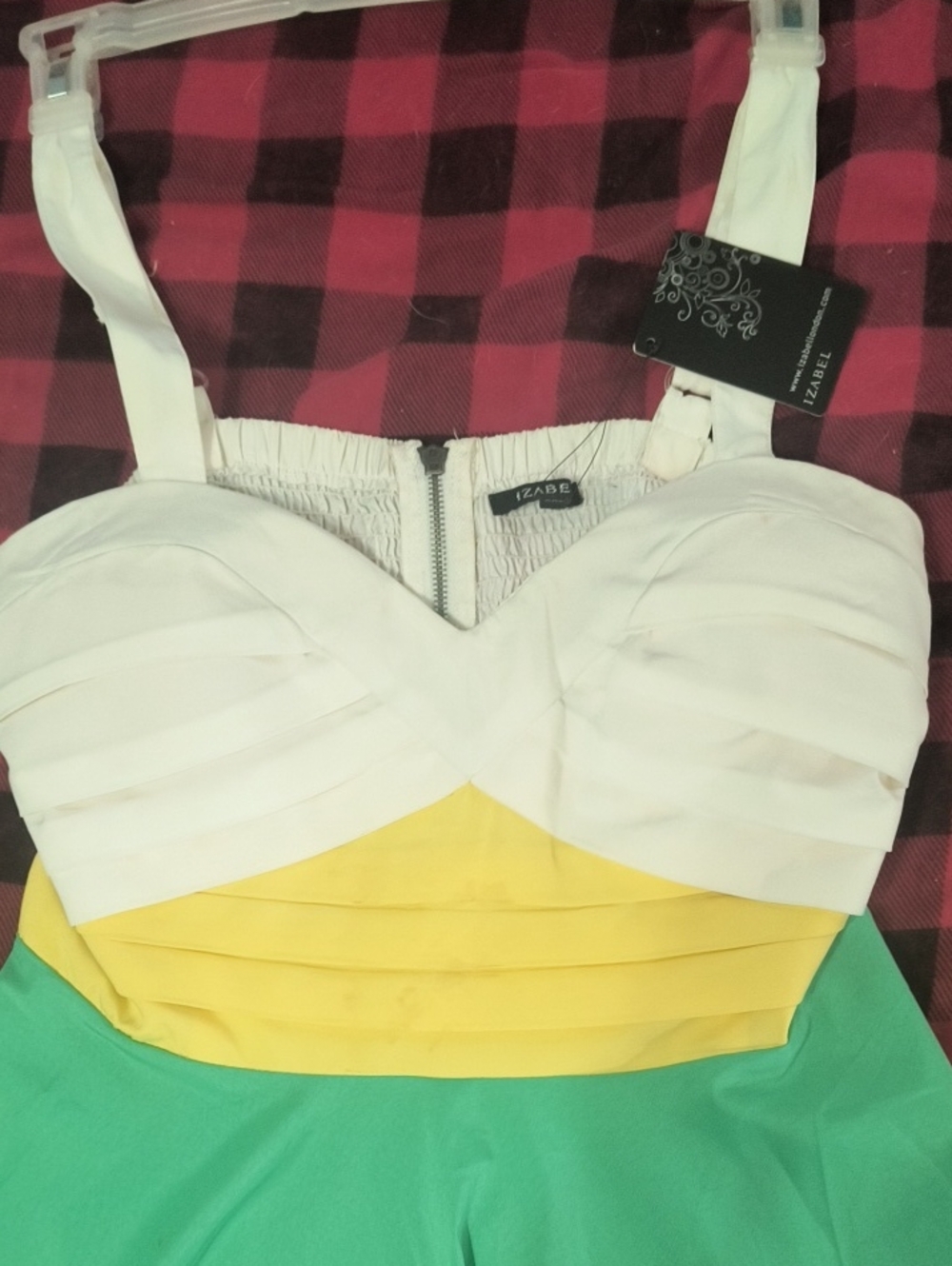 Colorblock Bustier Top in White, Yellow & Green